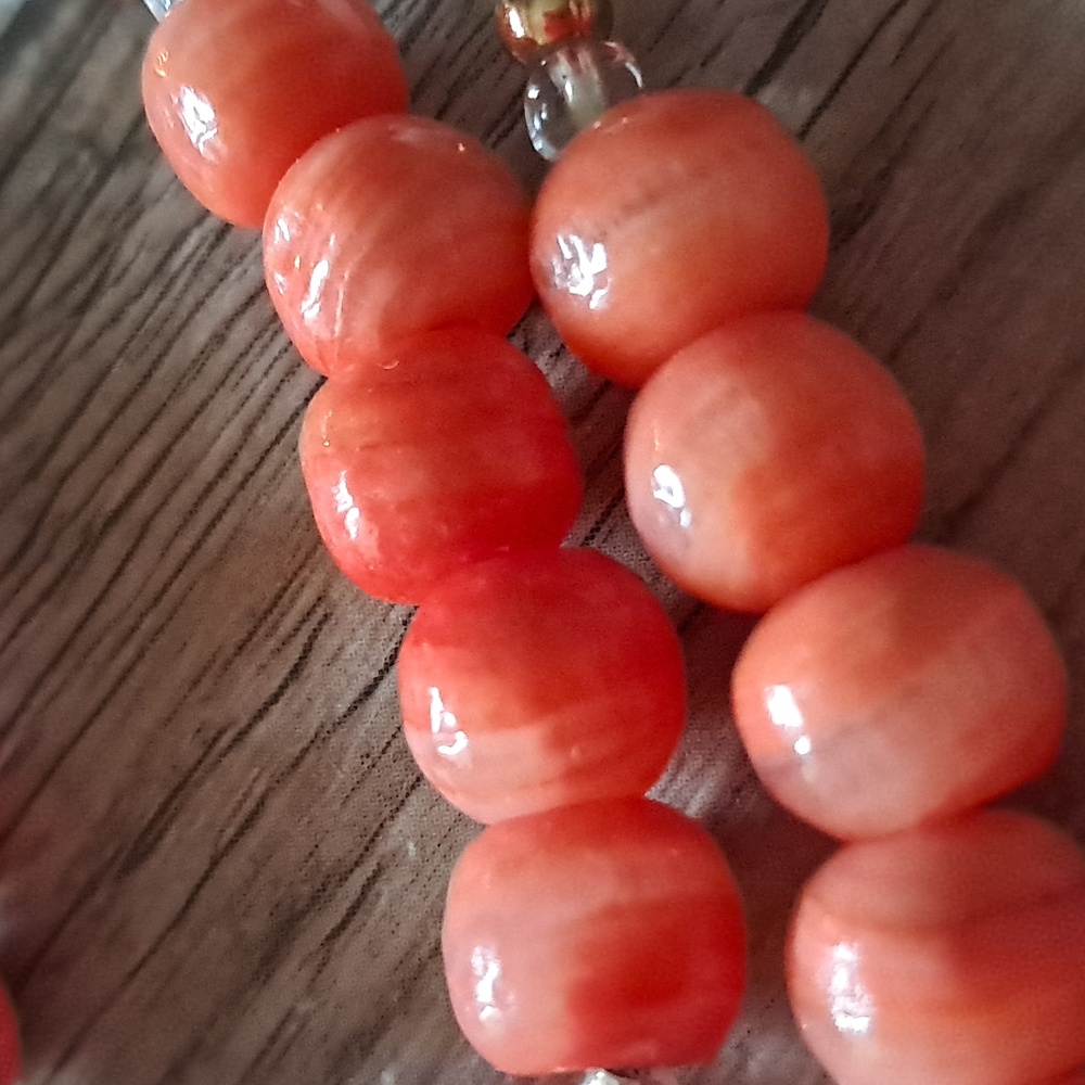 Mangano Calcite And Coral Calcite Beaded Necklace View 2